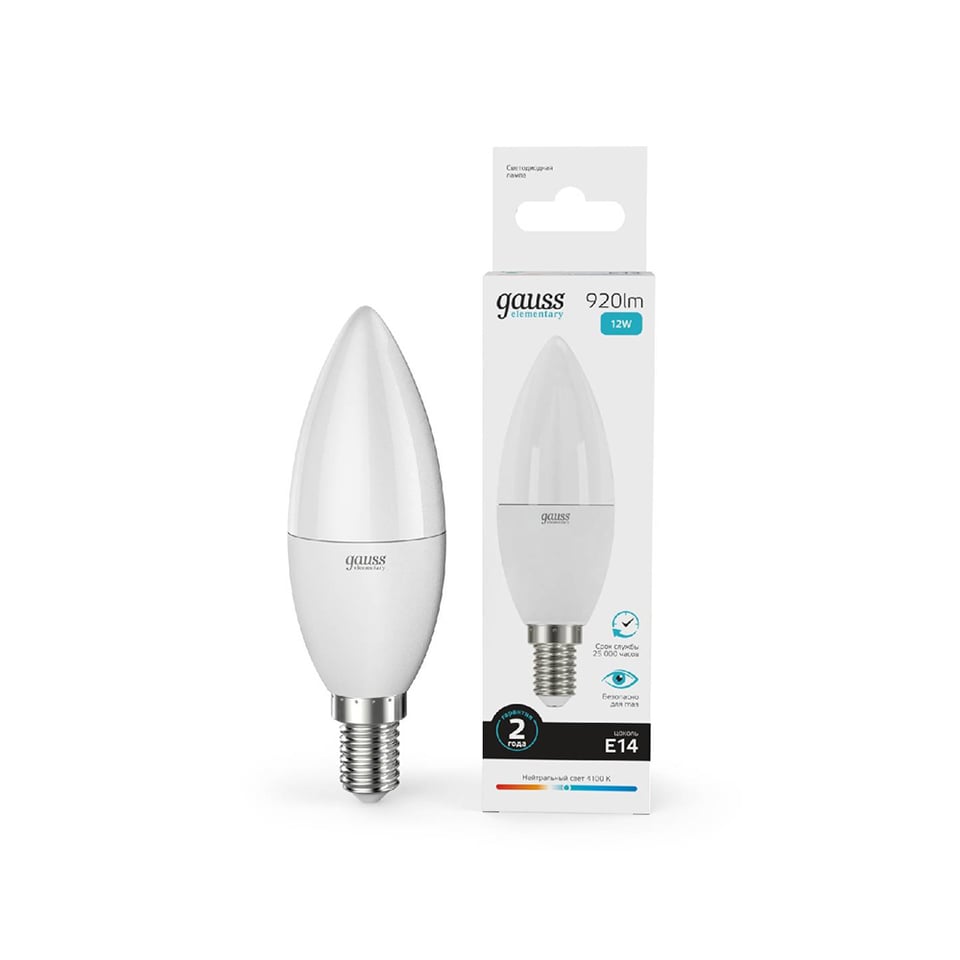 LED ნათურა Elementary Candle 12W 920lm 4100K Е14 Gauss