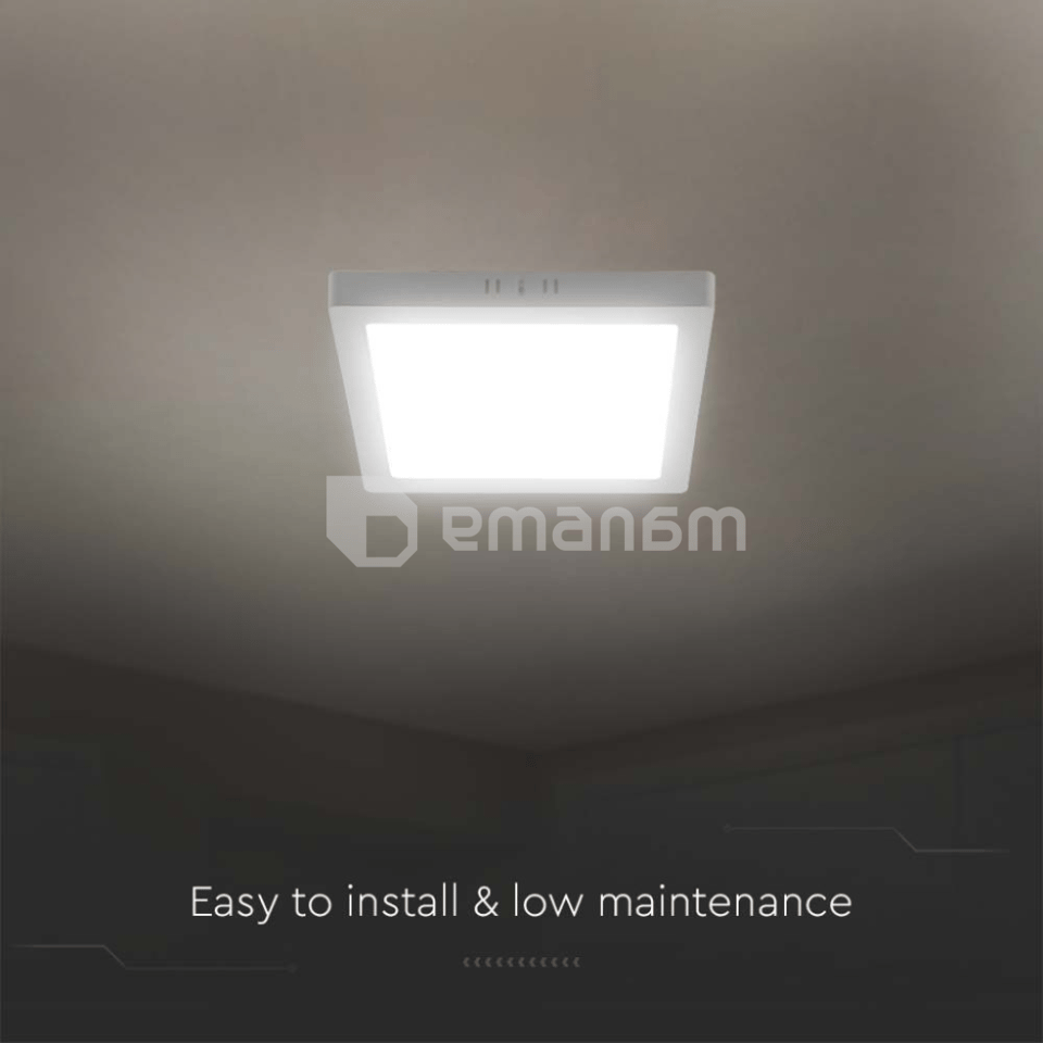 პანელი LED V-TAC 12W 4000K ზედაპირზე სამონტაჟო ოთკუთხედი 10496