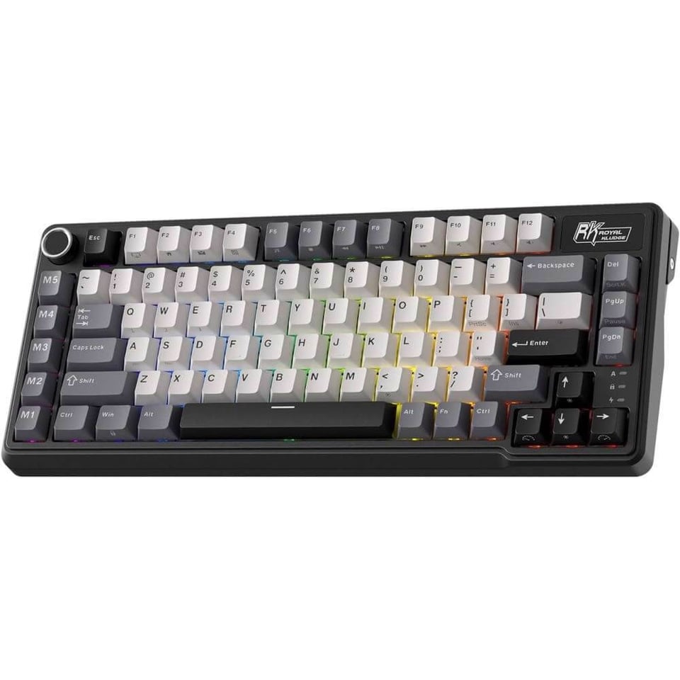 კლავიატურა Royal Kludge RKL75-KB-XW RGB Mechanical Keyboard, Beige Switch, Hot Swappable, Wireless, Type-C, Bluetooth, 2.4GHz, Knight Black