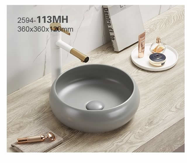 ხელსაბანი დასადგამი Pate Round 113MH Matt Cement ნაცრისფერი