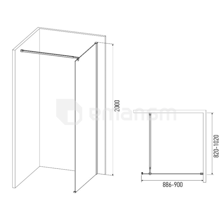 საშხაპე მინა Alex Baitler AB2990S4 90×200 cm დაბურული