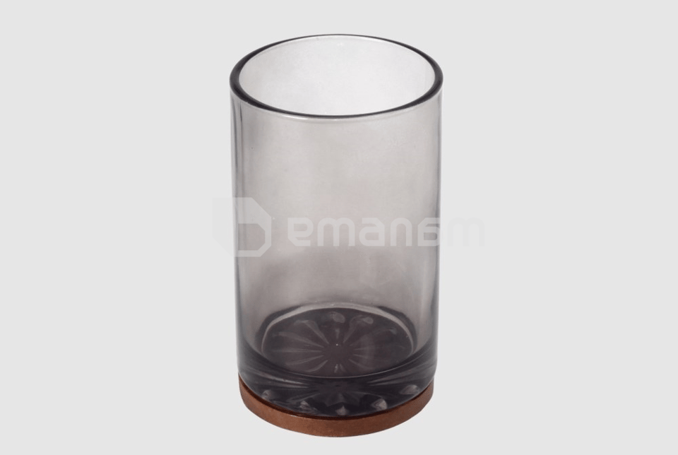 ჭიქა კბილის ჯაგრისებისათის Bisk Figo Wood/Glass Dark Grey