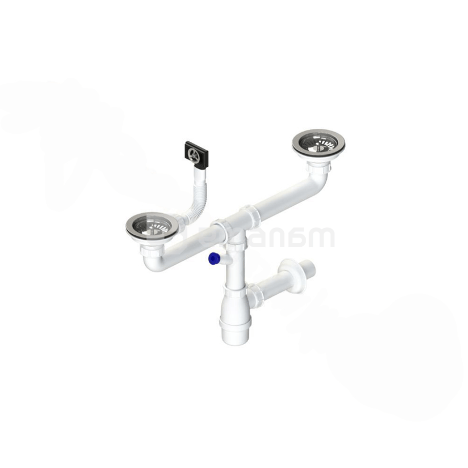 სამზარეულოს ნიჟარის სიფონი დიდი ორიანი გადასხმით Tycner 2662