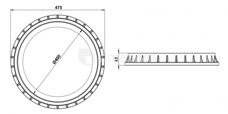 ლიუკი პლასტიკის მრგვალი Torun Plastik Ø400 mm