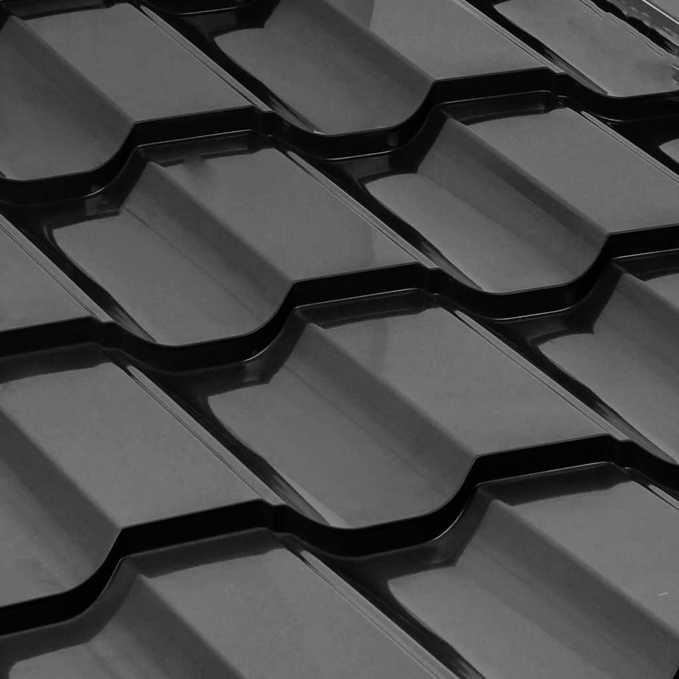 მეტალოკრამიტი ფერადი თუნუქის სახურავი 0.45X1200 პრიალა RAL 9005 NOVA