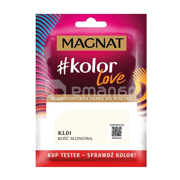 საღებავი-ტესტი ინტერიერის Magnat Kolor Love 25 მლ KL01 სპილოს ძვლისფერი