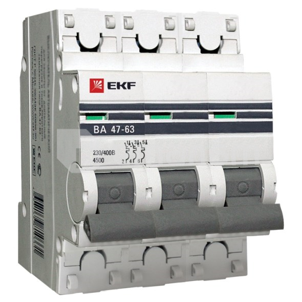 ავტომატური ამომრთველი EKF MCB4763-3-63C-PRO C63