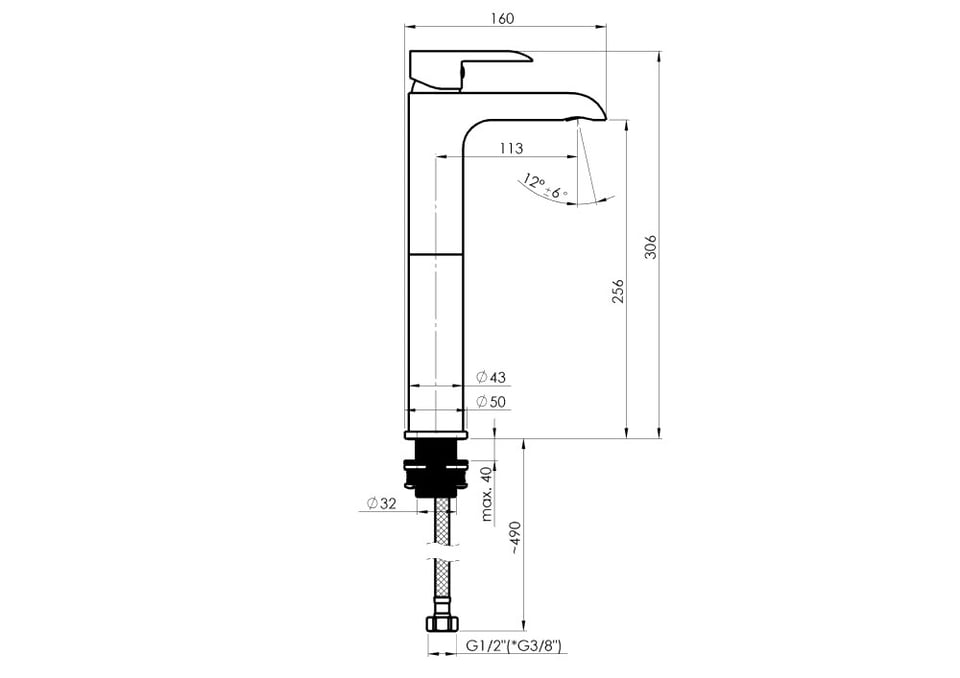 ხელსაბანის ონკანი Rubineta Ultra-18/D (N) UD00GP8N Graphite