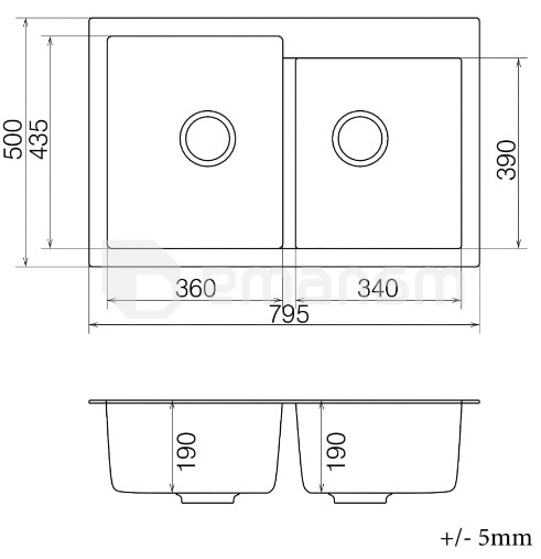 სამზარეულოს ნიჟარა Vankor Orman OMP 05.80 კრემისფერი
