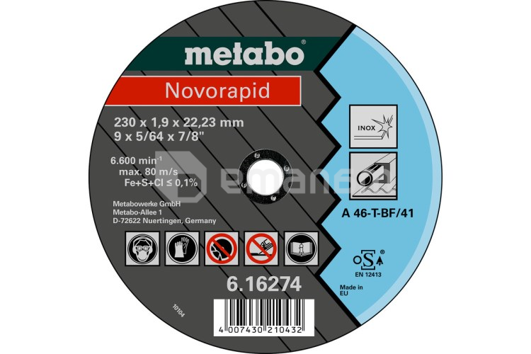 საჭრელი დისკი Metabo Novorapid 230x1,9x22,23мм