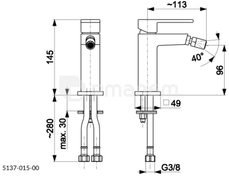 ბიდეს ონკანი KFA Logon შავი+Click-Clack სიფონით