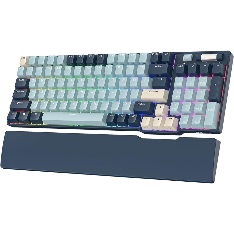 კლავიატურა Royal Kludge RK96 Mechanical Keyboard, Red switch, Hot Swappable, Wireless, USB Type-C, 2.4 GHz, Bluetooth, Forest Blue