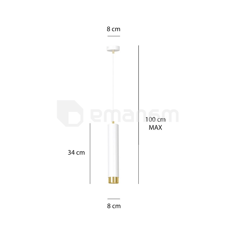 საკიდი EMIBIG Kibo 1 GU10 1x MAX 30W თეთრი ოქროსფერი
