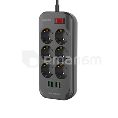 დამაგრძელებელი LDNIO SE6403 6 2მ 4 USB-А დამცავი