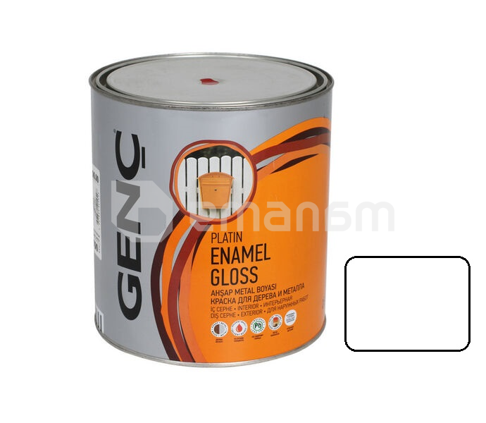 საღებავი ხის და ლითონის Genc Synthetic glossy paint Silver 1000 თეთრი 750 მლ