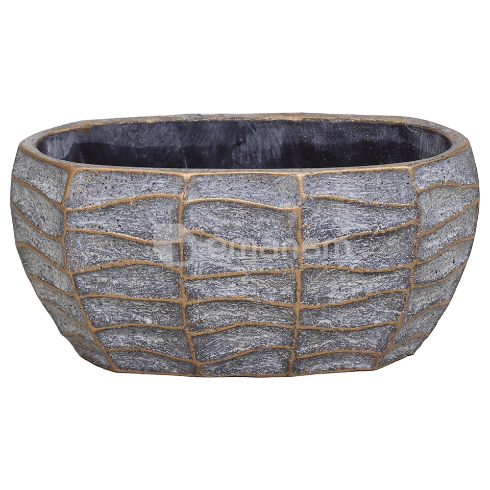 კერამიკული ქოთანი Mega Collections Aurum Oval Wave Bronze L27W15H13