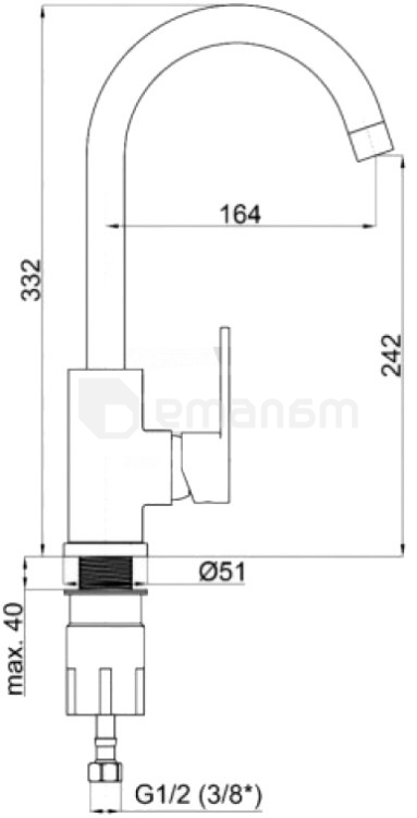 შემრევი ონკანი სამზარეულოს Rubineta Axe-33 (BK)