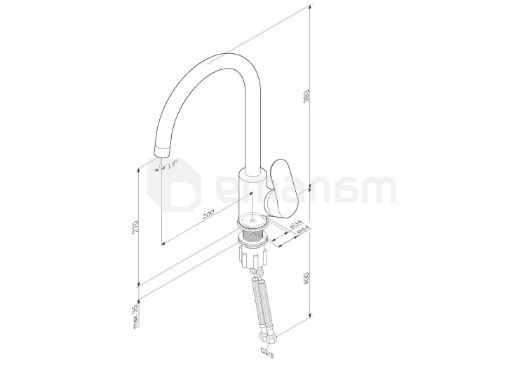 სამზარეულოს ონკანი AM.PM Like F8007122 შავი