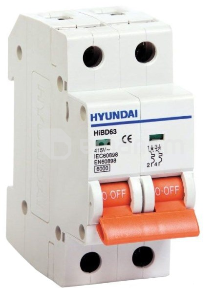 ავტომატური ამომრთველი HYUNDAI 6kA 20A 2P C