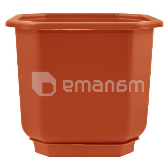 პლასტმასის ქოთანი დასადგამით "დამა" 36*36 (ტერაკოტი)