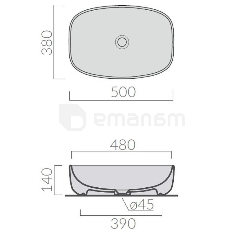 დასადგამი ხელსაბანი GALASSIA Dream matt grey 50x38 სმ
