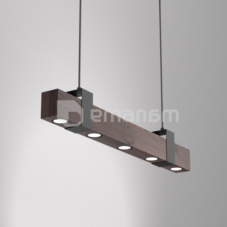 საკიდი LUMINEX 5 Belen GU10 5x MAX 8W შავი მუქი ყავისფერი ხე 890