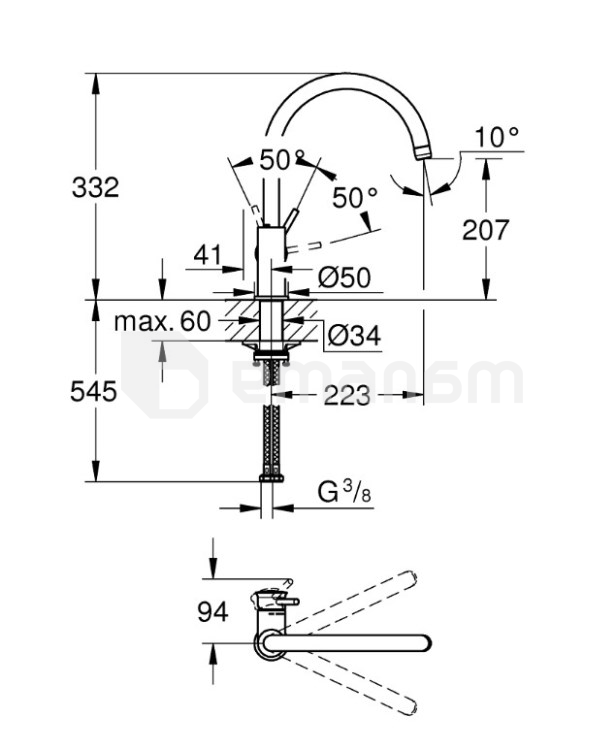 სამზარეულოს ონკანი Grohe Start Classic OHM C-SPOUT EU/31553001