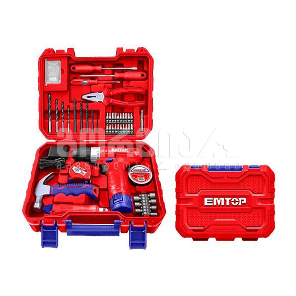 ხრახნდამჭერი და აქსესუარები ნაკრ. 88ც 12ვ Emtop-EEDK08801