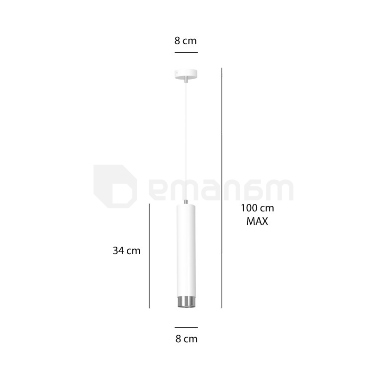საკიდი EMIBIG Kibo 1 GU10 1x MAX 30W თეთრი ქრომი