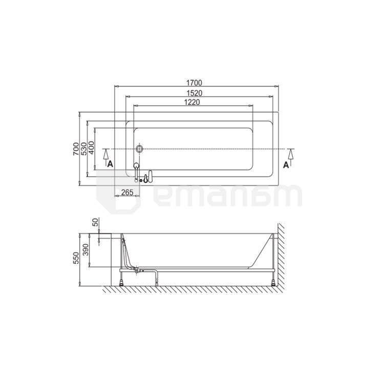 აბაზანა აკრილის SANICA Granada 170x70სმ B+L+FP+SP