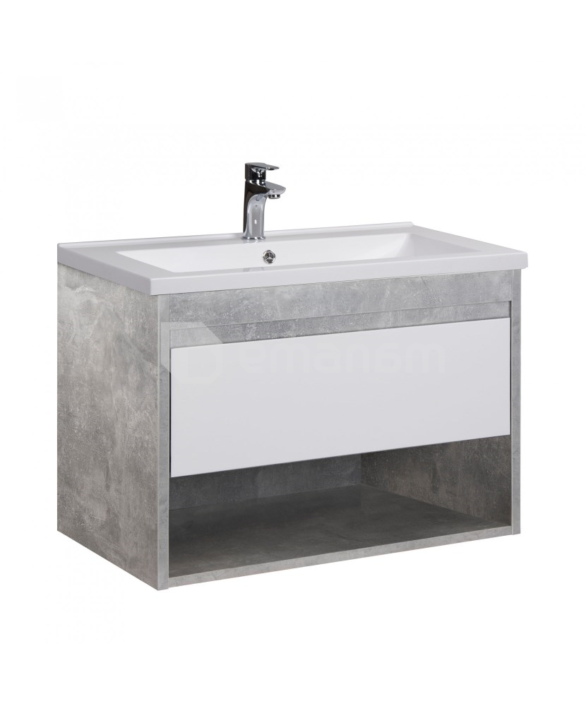 აბაზანის ტუმბო ხელსაბნით Oslo Loft 80-A gray/white SU/Cosmo 80 სმ