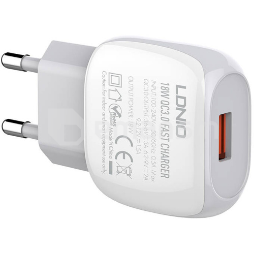 დამტენი LDNIO A1306Q 18W USB to Type-C კაბელი