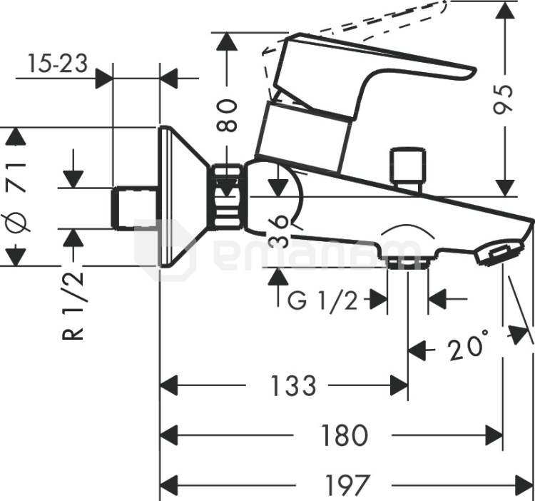 აბაზანის შემრევი Hansgrohe Ecos 14084000