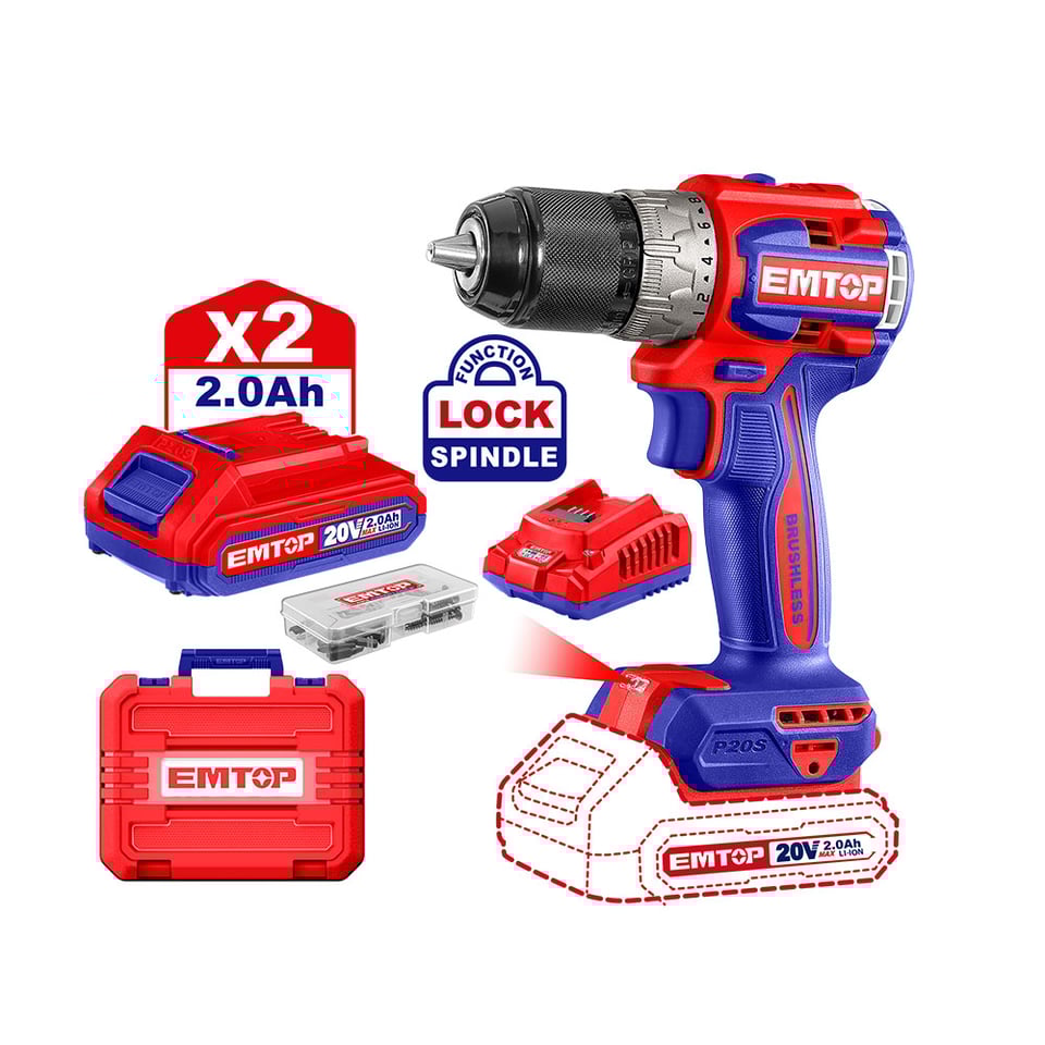 ხრახნდამჭერი Emto  20ვ 2 სიჩქარიანი  brushless cordless dri