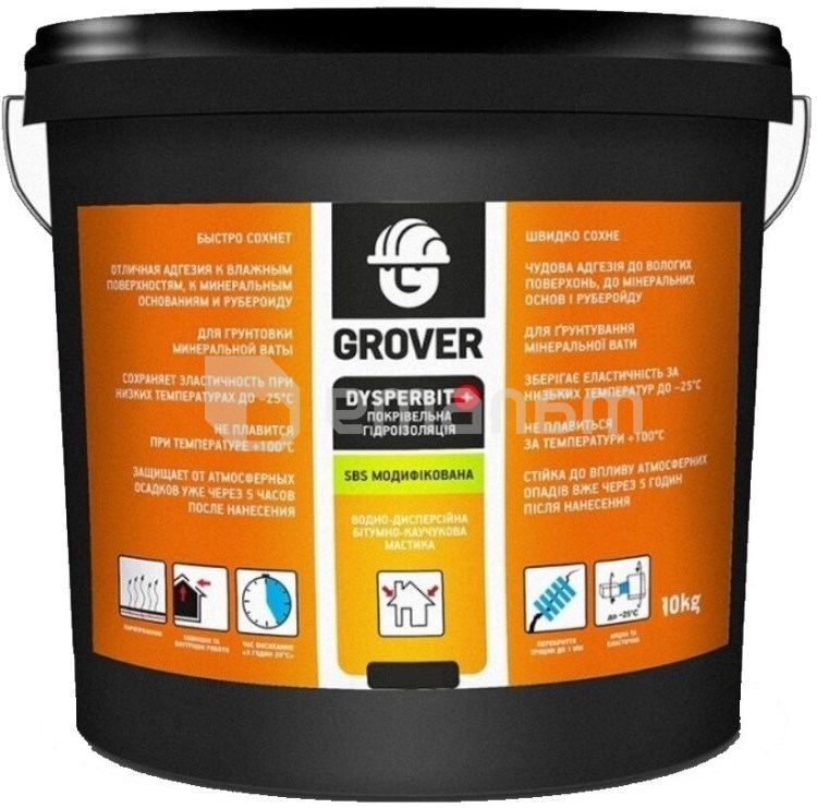 პრაიმერი და ჰიდროიზოლაცია სახურავისთვის Eskaro Grover Dysperbit DB+ 10 კგ