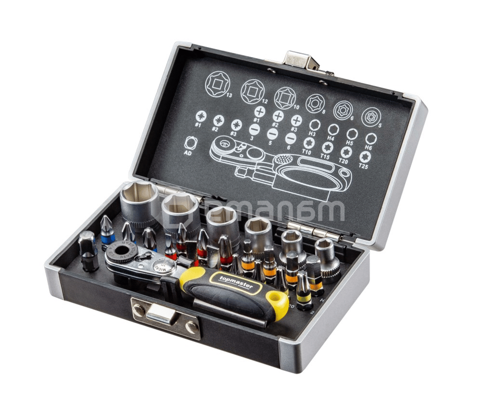 თავაკების და ბიტების ნაკრები Topmaster 330157 1/4" 26 ც