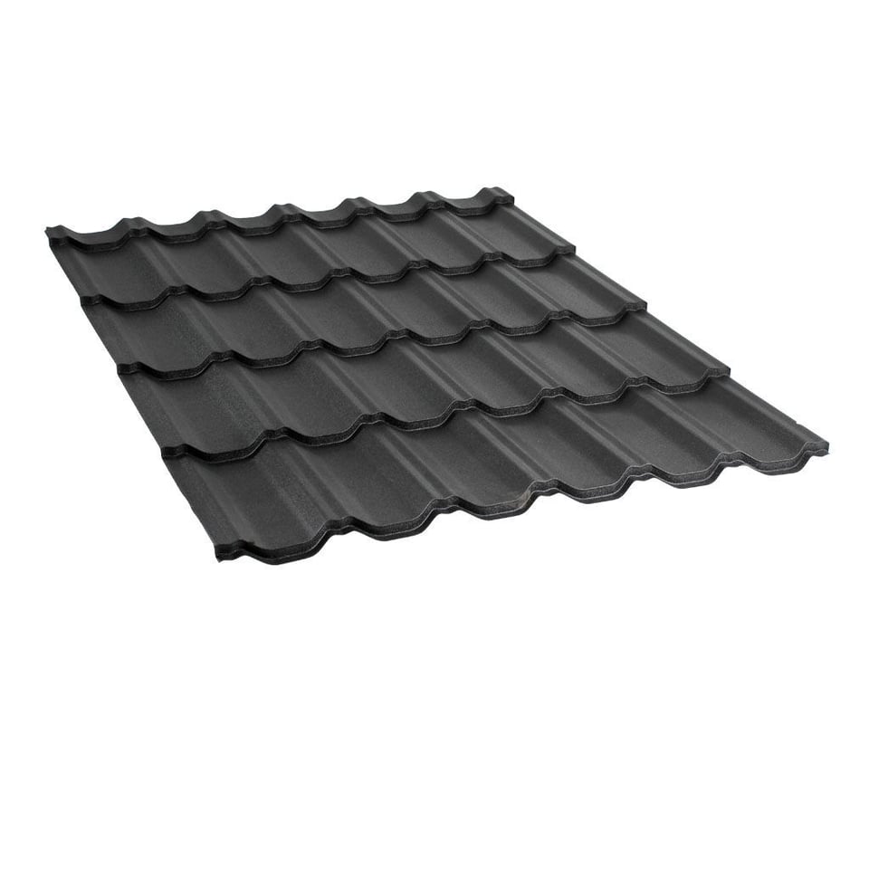 მეტალოკრამიტი ფერადი თუნუქის სახურავი 0.5X1200 ხაოიანი RAL7016 NOVA