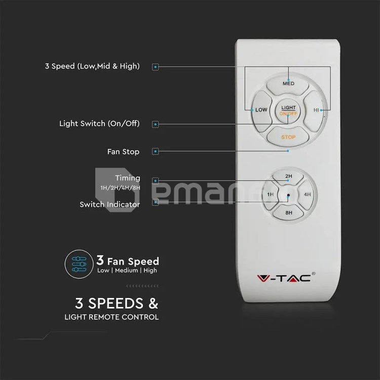 ჭაღი-ვენტილატორი V-TAC LED 7915 60W