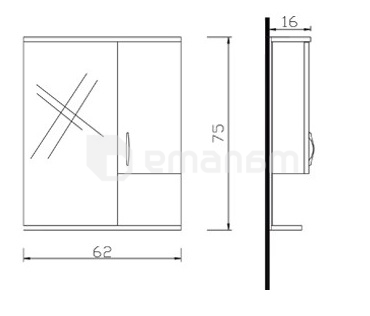 კარადა სარკით Denko Trend 65 Izland Blue
