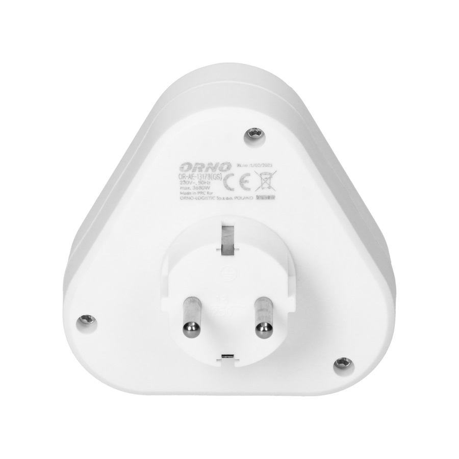 გამანაწილებელი ORNO Schuko 3 დამიწებთ თეთრი