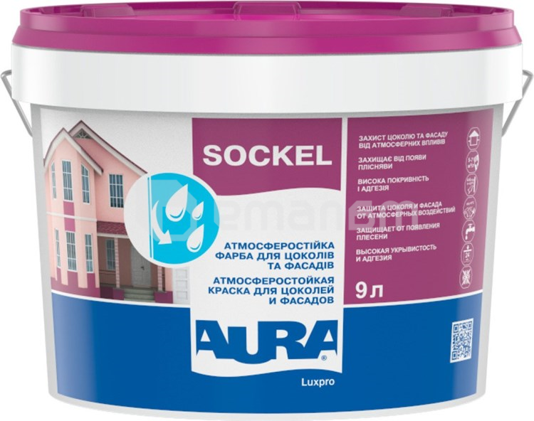 საღებავი ფასადის Eskaro Aura Luxpro Sockel 9 ლ