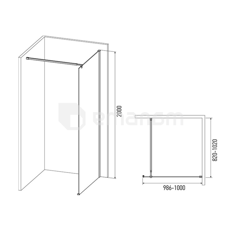 საშხაპე მინა  Alex Baitler AB29120S1 120×200 cm გამჭვირვალე