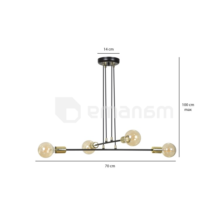 ჭაღი EMIBIG VESIO 4 E27 4x MAX 60W შავი