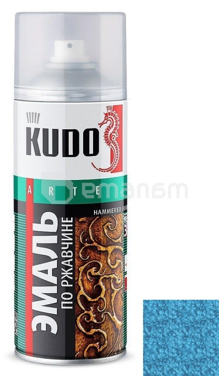 ემალი ჟანგზე წასასმელი ჩაქუჩის ეფექტით Kudo KU-3010 მოვერცხლისფრო-ცისფერი