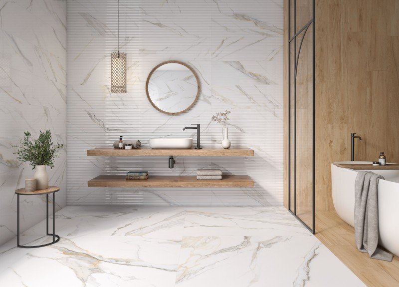 კაფელი HALKON CERAMICAS S.A. 30X90 PB VOGUE FLUTED ORO BRI R PRI