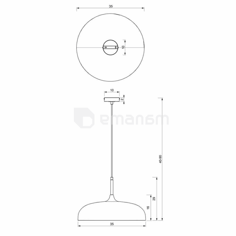 საკიდი Milagro MLP8031 LINCOLN 1 E27 Ø35cm თეთრი ოქროსფერი