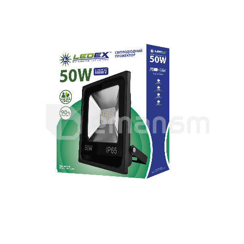 პროჟექტორი Ledex 50W 3000k IP65 Black
