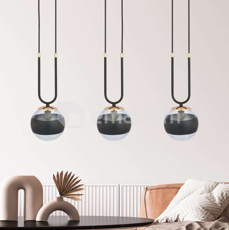 საკიდი EMIBIG GLAM 3 E14 3x MAX 40W BLACK STRIPE