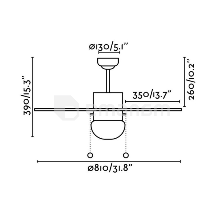 ვენტილატორი განათებით FARO E14 1х40W PALAO Ø82 CM ნაცრისფერი 6 ფრთა