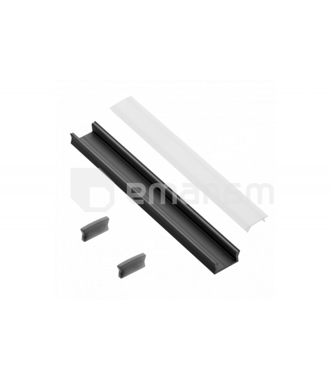 ალუმინის პროფილების ნაკრები GLAX GTV MINI 2 მეტრი შავი